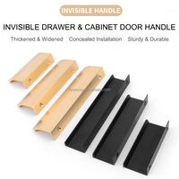 Poignée invisible encastrée en métal pour armoire de cuisine en forme de C incurvée, porte coulissante, poignées dissimulées pour armoires
