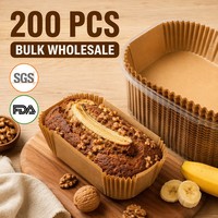 Lot de 200 doublures de moule à pain marron double face, haute performance, compatibles avec les moules de 9x5 pouces (19x9cm), jetables, antiadhésives et écologiques