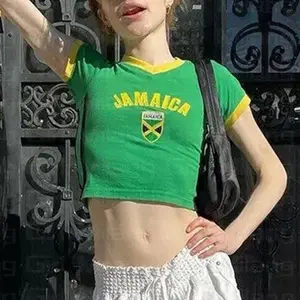 Kızın Y2K yaz tarzı moda kırpılmış üst seksi zayıflama giyim kadınlar için Streetwear t-shirt