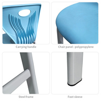 Chaise de classe d'école primaire PP métal étudiant laboratoire enfants fête à manger moderne ergonomique Durable Simple plastique coloré