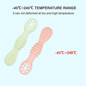 热销无双酚a柔性硅胶婴儿断奶喂养勺洗碗机安全婴儿训练勺 - Product Image 4