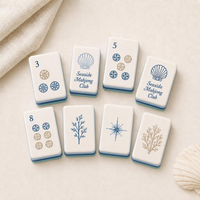Fichas de Mahjong Americanas Personalizadas con Temática Oceánica, Modernas y Elegantes, de Acrílico Pesado de Triple Capa, con Grabado de Coral en Contraste, Regalo para Fiestas Sociales