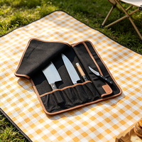 Sac de transport pour couteaux en toile et cuir, robuste et léger, avec logo personnalisé, pour le rangement quotidien et la sécurité des couteaux, design portable, sac à outils