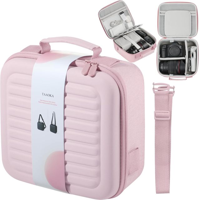 Camera Case with  EOS Rebel T7/R50/R6 Mark II/R100/R50 V/T6/R8/R10,Lens and Tripod with Moveable Dividers and ShoulderStrap