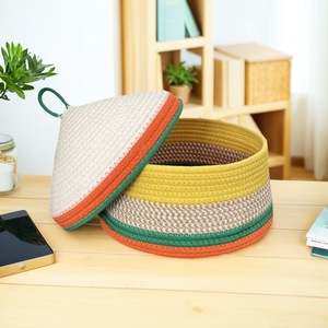 Handmade <b>Woven</b> Storage <b>Basket</b> Round With Lid For Toys Cosmetics Snacks Desk Organizer Summer 2025 Linyi Origin - Product Image 2