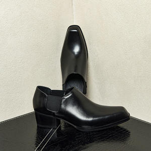 Zapatos Formales de Cuero Genuino para Hombre, Diseño Original de Alta Gama, Punta Cuadrada, Tacón Alto, Aumentan la Estatura - Product Image 1