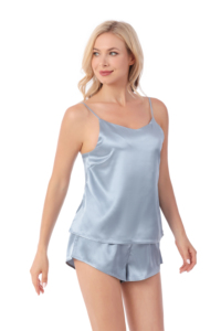 Oferta Especial: Conjunto de Pijama de Satén Suave con Volantes para <span class=keywords><strong>Mujer</strong></span>, Camisola de Verano de Dos Piezas con Pantalones Cortos de Satén, Ropa de Dormir y Descanso - Product Image 3