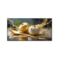 Peinture sur porcelaine encadrée grand format, motif fruits éclaboussés d'or, nature morte artistique, décoration murale avec support en papier pour salon