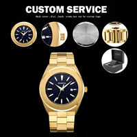 Montre à quartz pour homme avec logo personnalisé, boîtier plaqué or rose 42 mm, bracelet en acier inoxydable, cadran lumineux, étanche, montre de luxe OEM ODM