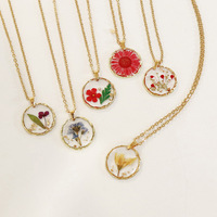 Nueva Serie de Verano: Collar con Colgante de Flor Real Bañado en Oro de 18K, Joyería de Acero Inoxidable con Flor Preservada en Resina para Mujer