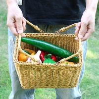 Panier à fruits et légumes en rotin fait main rectangulaire et ovale pour l'extérieur, panier de pique-nique, panier de rangement pour la cuisine et le salon