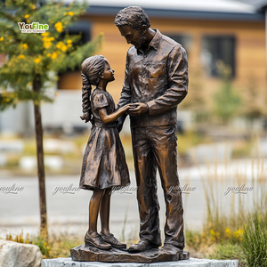 Statua Personalizzata in Bronzo YouFine di Padre <span class=keywords><strong>e</strong></span> Figlio a Grandezza Naturale, Scultura Commemorativa per Giardino Esterno - Product Image 4