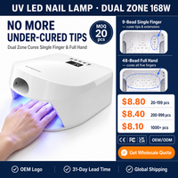 Lampe à ongles UV LED 57 perles, double zone de polymérisation, capteur automatique, cinq réglages de minuterie, écran LCD, certifiée CE, OEM disponible