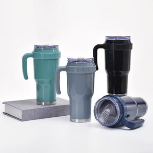 Tasse à café de voyage isotherme en acier inoxydable de 40 oz avec poignée et couvercle, bouteille d'eau, étiquettes - Product Image 2