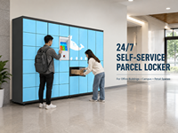 Système de casier intelligent pour colis à 17 compartiments, assemblé, livraison de colis en libre-service, écran de 21 pouces, résistant à la rouille, pour appartement, bureau