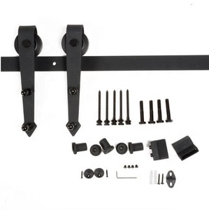 Kit de rails de <span class=keywords><strong>porte</strong></span> à double action avec roulettes, en acier au carbone noir, pour <span class=keywords><strong>porte</strong></span> de grange <span class=keywords><strong>coulissante</strong></span> à suspension - Product Image 4