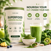 Vegan Super Greens Blend Fruit & Groentepoeder voor Volwassenen - Dagelijkse Voedingsvoorziening, Ondersteuning Spijsvertering, Aangepast Logo