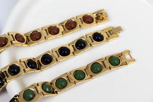 Bracelet masseur en titane plaqué or pour hommes femmes bijoux de couple tendance pierre d'énergie tourmaline réglable en acier inoxydable - Product Image 5