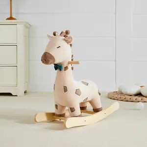 Children's Toy Wooden Rocking Horse Solid Wood Horse Kids Wooden Rocking Horse for Baby