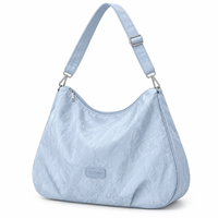 Sac fourre-tout en polyester froissé personnalisé pour femmes, voyage et shopping, grande capacité, bandoulière réglable