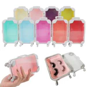 Mini suitcase packing box Eyelashes luggage package make up packing box Mink Eyelash Packaging case Lipgloss Candy Plastic Box