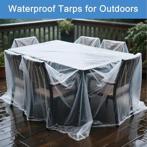 Plastic Drop Cloth 4 Pack Clear Disposable Large Painters <b>Tarp</b> Dust Cover for Couch Furniture Protection - Product Image 6