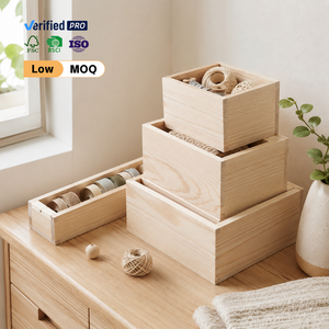 Wholesale Plain Wooden Gift Box Set of <strong>3</strong> Natural Pine Wood Boxes for DIY Crafts Arts Painting Custom Logo Jewelry <strong>Storage</strong> - Product Image 1