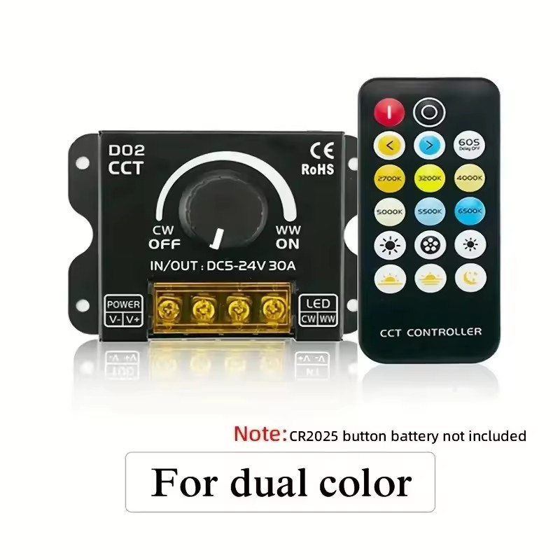 DC12V-24V 30A PWM LED Dimmer Controller – Knob Adjust Brightness, Metal Shell, On/Off Switch