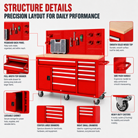 Armoire à outils mobile robuste en acier avec panneau perforé et plateau en bois pour garage et atelier de réparation automobile - Offre Spéciale