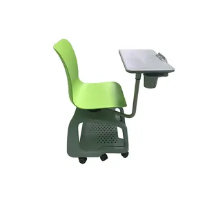 Chaise d'extérieur pliante en plastique, pour salle de classe d'étude, pour étudiants, avec coussin d'écriture, bras de tablette