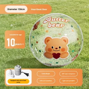 Ballon de football gonflable en plastique transparent géant, haute élasticité, pour utilisation en plein air, pelouse, plage, interaction parent-enfant - Product Image 5