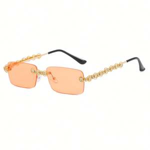 Lunettes de soleil rétro de luxe steampunk pour femmes, monture sans bords, carrées, avec strass, très tendance - Product Image 6