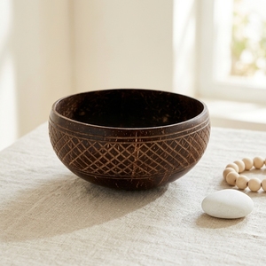 Auténtico Tazón de Coco Rústico para Comida, Apto para Alimentos, Reutilizable, para una Dieta Saludable a Base de Plantas, Adquisición Global - Product Image 1