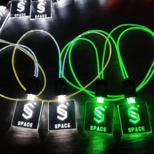 Longstargift Custom Flashing USB Rechargeable LED Name Tag Luminous Acrylic Party Decoration Light up Lanyard Badge