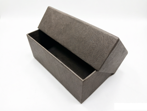 Boîte en carton rigide rectangulaire, texture cuir brun, pour bijoux, montres, lunettes, emballage, rangement - Product Image 2