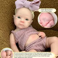 Poupée Reborn en silicone, corps entier, 13 pouces, anatomiquement correcte, réaliste, douce, rose foncé, avec robe à nœud