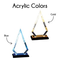 Noble fabricante al por mayor barato corte personalizado pico acrílico oro azul serie deportes personalizado logotipo trofeo premios