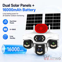 Caméra solaire mondiale 4G Wistino à double panneau, quatre objectifs, quatre écrans, zoom 10X, suivi humanoïde, alarme, caméra AOV 24/7