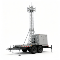 Tour de communication d'urgence mobile sur remorque avec mât télescopique en acier, dépliage rapide, pylon d'antenne portable OEM