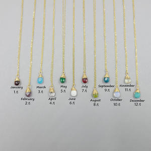 Europeo <span class=keywords><strong>Birthstone</strong></span> dodici collana <span class=keywords><strong>Birthstone</strong></span> taglio a goccia pietra naturale avvolgimento collana in acciaio inox - Product Image 1