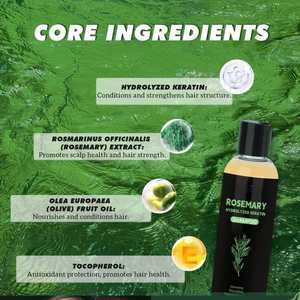 Shampoo pour la croissance des <span class=keywords><strong>cheveux</strong></span> à la kératine hydrolysée biologique et au romarin pour femmes et hommes, shampooing naturel épaississant et fortifiant avec hydrolyse - Product Image 6