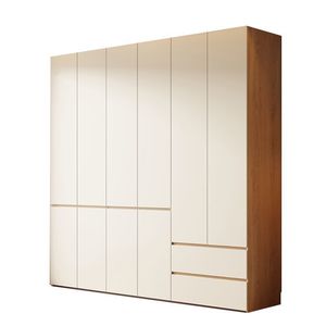 <b>Solid</b> <b>Wood</b> <b>Wardrobe</b> Oak Japanese Style Milky <b>White</b> Floor To Ceiling Customization Based On Samples DY633695 - Product Image 4