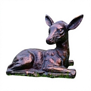 Hand Casted Bronze Baby Fawn Statue <b>Garden</b> Supplies Decorative <b>Small</b> Baby Deer Sculpture Farmhouse Gardne Decor Figurine - Product Image 1