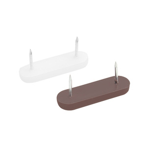 Almohadillas de protección para patas de muebles, de plástico, con doble clavo, blancas y marrones, reducen el ruido para mesas y sillas - Product Image 1