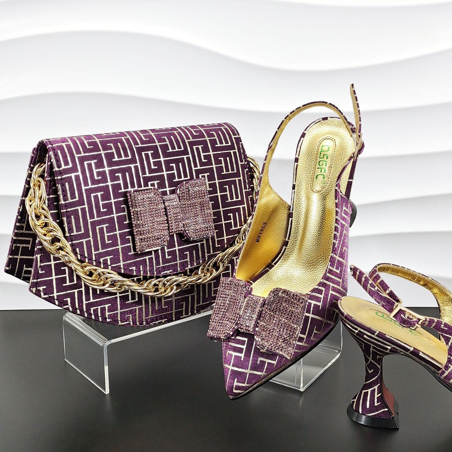 Matching Bag Purple Wedges For Wedding Nigerian Wedding Shoes