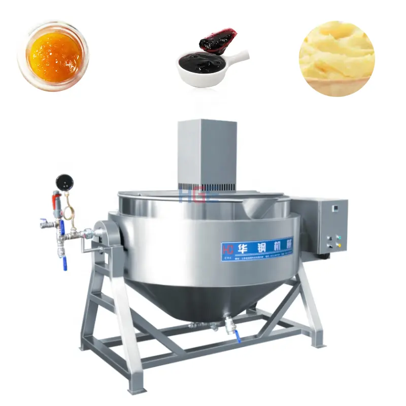600L listrik pasta pemanas panci masak baja sup ketel berkerudung untuk industri makanan