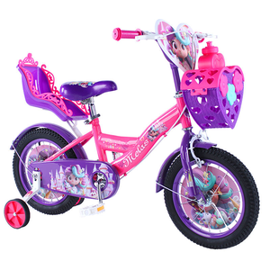 Vélo pour filles <span class=keywords><strong>WEIZE</strong></span> 3-5 ans avec roues d'apprentissage, guirlandes, panier, siège pour poupée, frein à rétropédalage, bleu, 1 vitesses - Product Image 2