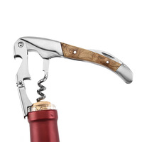 Ouvre-bouteille de bière professionnel tout-en-un avec manche en bois, coupe-capsule, couteau de sommelier, tire-bouchon, outil de bar, logo personnalisé