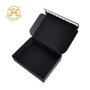 Boîte d'expédition personnalisée noire en carton ondulé avec fermeture auto-adhésive, type boîte à céréales, avec fermeture éclair - Product Image 6