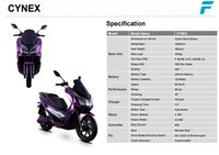2026 CYNEX 3000W Scooter Borstelloze Motor 80Km Bereik Duurzame Lithium Batterijen 72V Apple Carplay en Afstandsbediening Start Dubbele CBS Schijfremmen